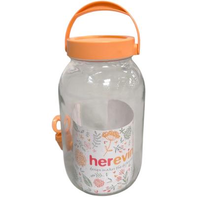 Herevin Dispenser Carafa Limonada din Sticla Transparenta cu robinet si capac 3L