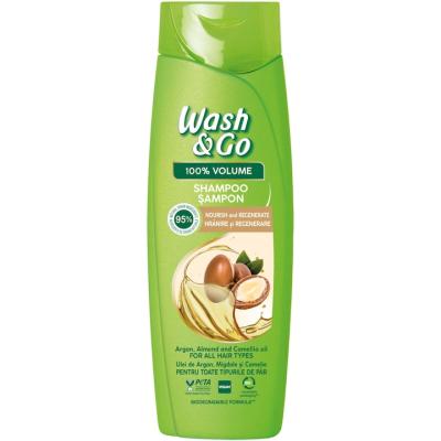 Wash&amp;Go Sampon 360ml pentru par normal Hranitor si Regenerant cu ulei de argan si migdale