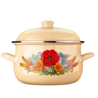 Brio Oala Emailata cu capac 24x14cm 4.8L, Flori de camp 104626