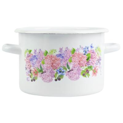 Brio Idilia Oala Emailata cu capac 18cm 2L, Decor Floral Anabel 241306
