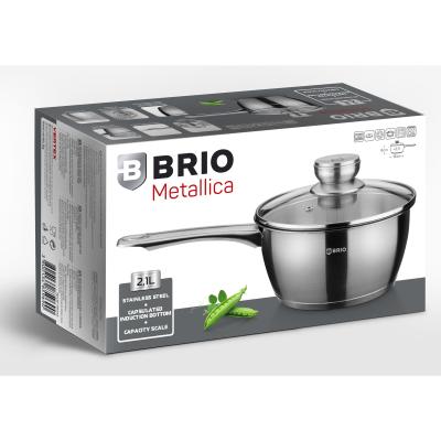 Brio Metallica Cratita Inox Premium Cu Capac Sticla 18x9cm 2.1L 105142
