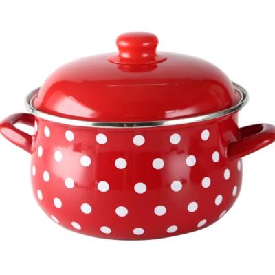 Brio Oala Emailata cu capac 24x14cm 4.8L, Rosu cu Buline 104635