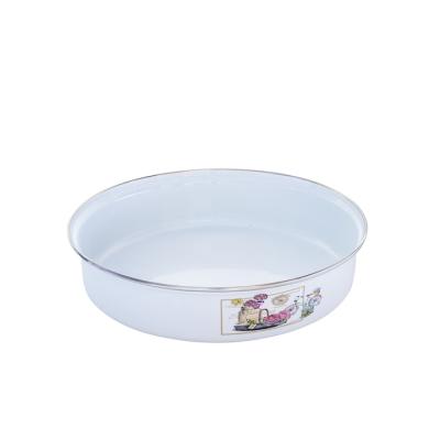 Brio Tava Emailata Friptura 28x7cm Alb cu decor lavanda