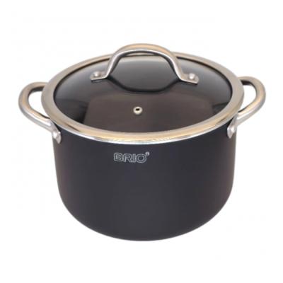 Brio METALLICA Oala Antiaderenta Aluminiu Stantat Cu Capac Sticla Profesionala 22cm 5.5L 104819