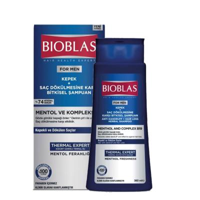 Bioblas Botanics Sampon Hipoalergenic Anticadere &amp; Antimatreata 360ml Menthol+Complex B19 pentru barbati