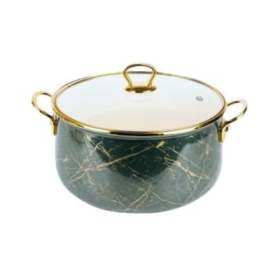 Goldmann Oala Emailata cu capac sticla 20x13cm 4L, Verde Smarald GM-8017-20G