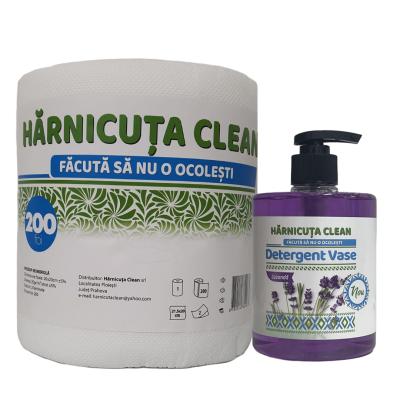 Pachet Curatenie Harnicuta Prosop Monorola 2 Straturi 200 Foi+ Detergent Vase Concentrat 500ML Lavanda