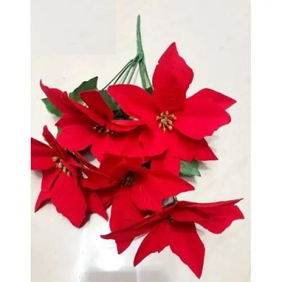 Decoratiune Craciun Flori artificiale Craciunita buchet TEXTIL+PVC SD40018