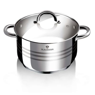 Blaumann Oala Inox cu capac din sticla Gourmet Line 24cm 6L BL-1021A