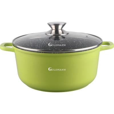 Goldmann Oala antiaderenta cu capac din sticla 24cm 4.5L, Verde GM 7324G