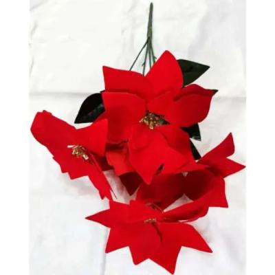 Decoratiune Craciun Flori artificiale Craciunita buchet 14cm TEXTIL+PVC SD00527